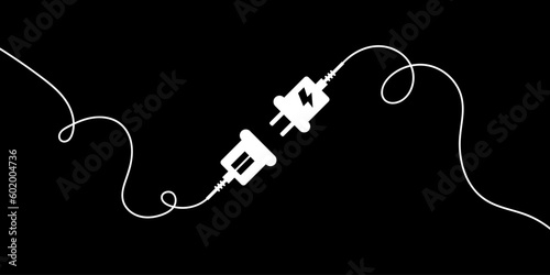 Electric socket with a plug. Connect and disconnect concept banner or background. Modern background vector illustration.
