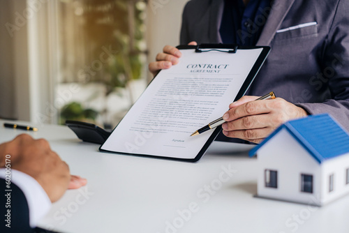 House model, employment contracts, real estate agents, and Real estate concept.