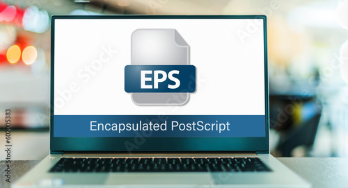 Laptop computer displaying the icon of EPS file