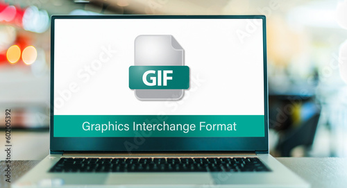 Laptop computer displaying the icon of GIF file
