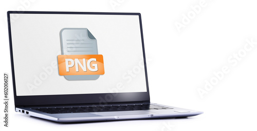 Laptop computer displaying the icon of PNG file