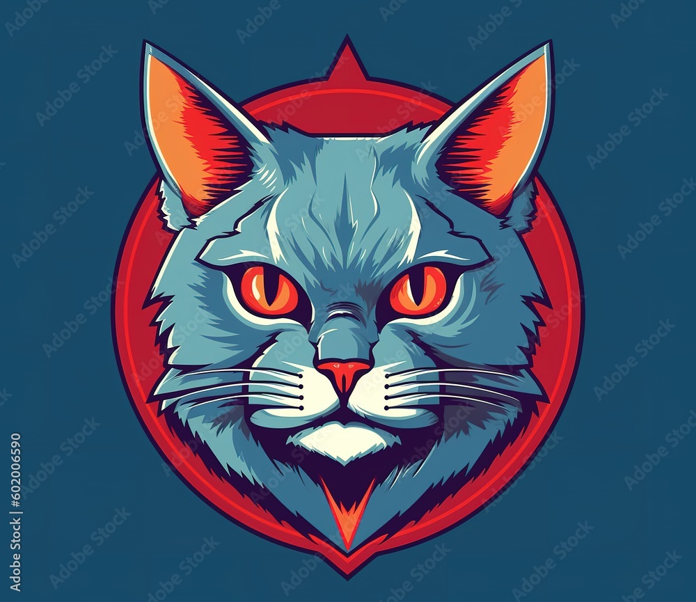 Cat head illustration design, generative ai Cat head illustration design, generative ai