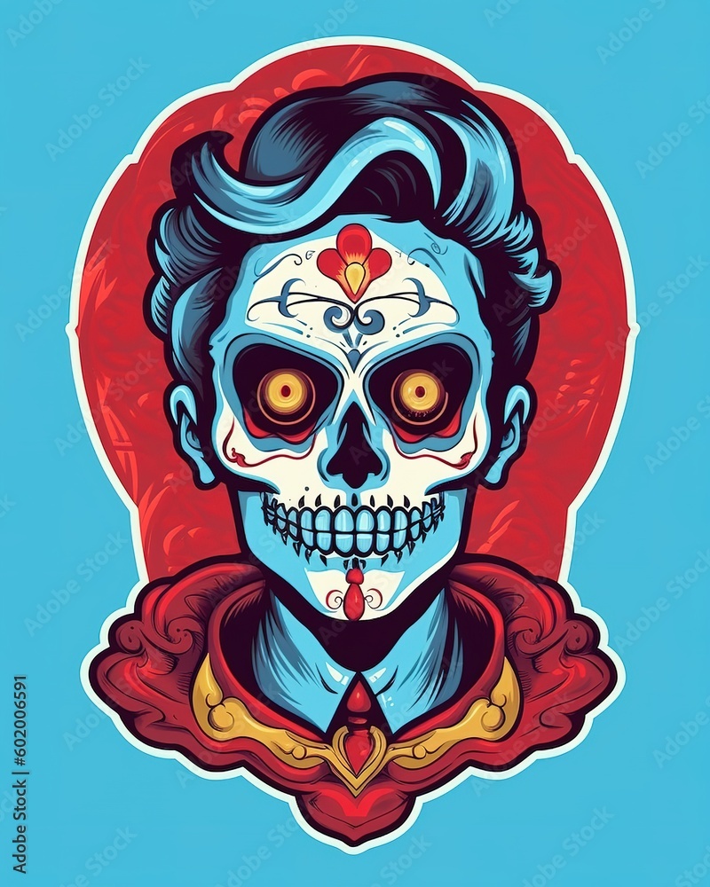 Colorfull skull head illustration, generative ai Colorfull skull head illustration, generative ai