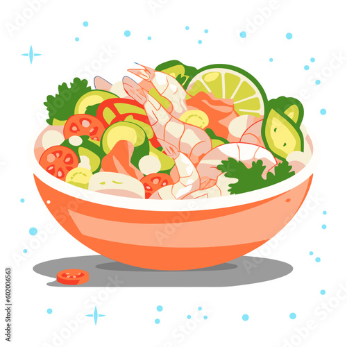 The Peruvian mixed ceviche is a traditional dish vector illustration