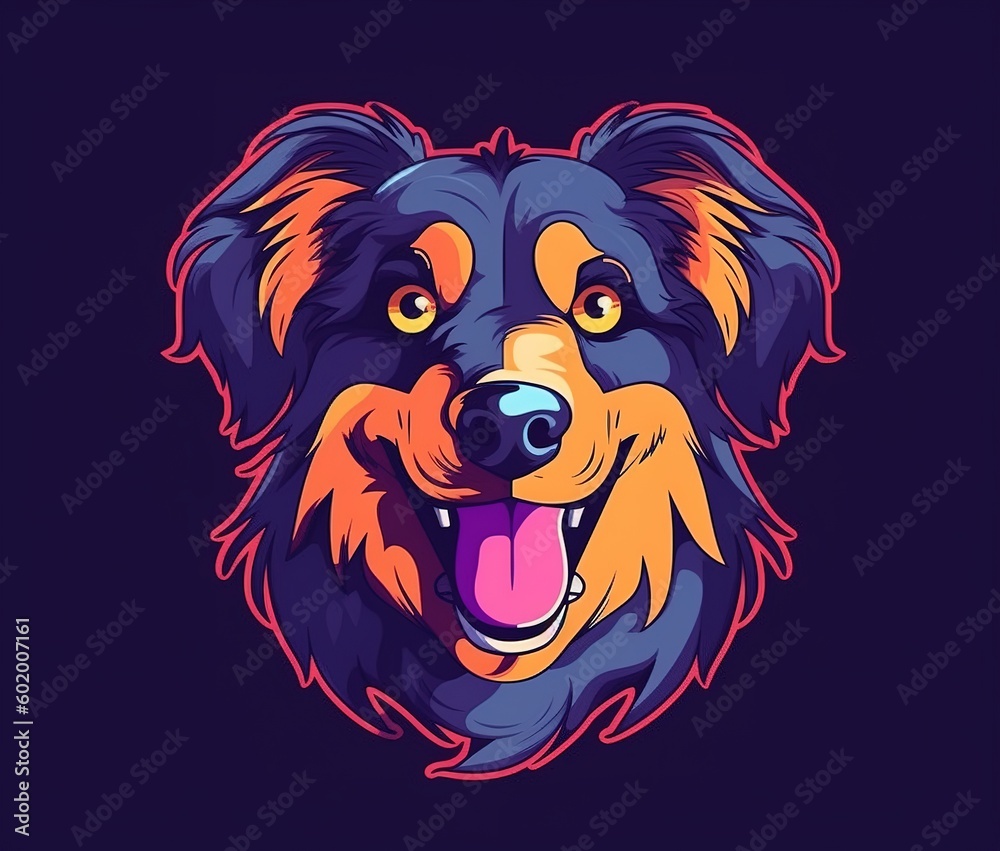 Fototapeta premium A dog head illustration graphic design, generative ai