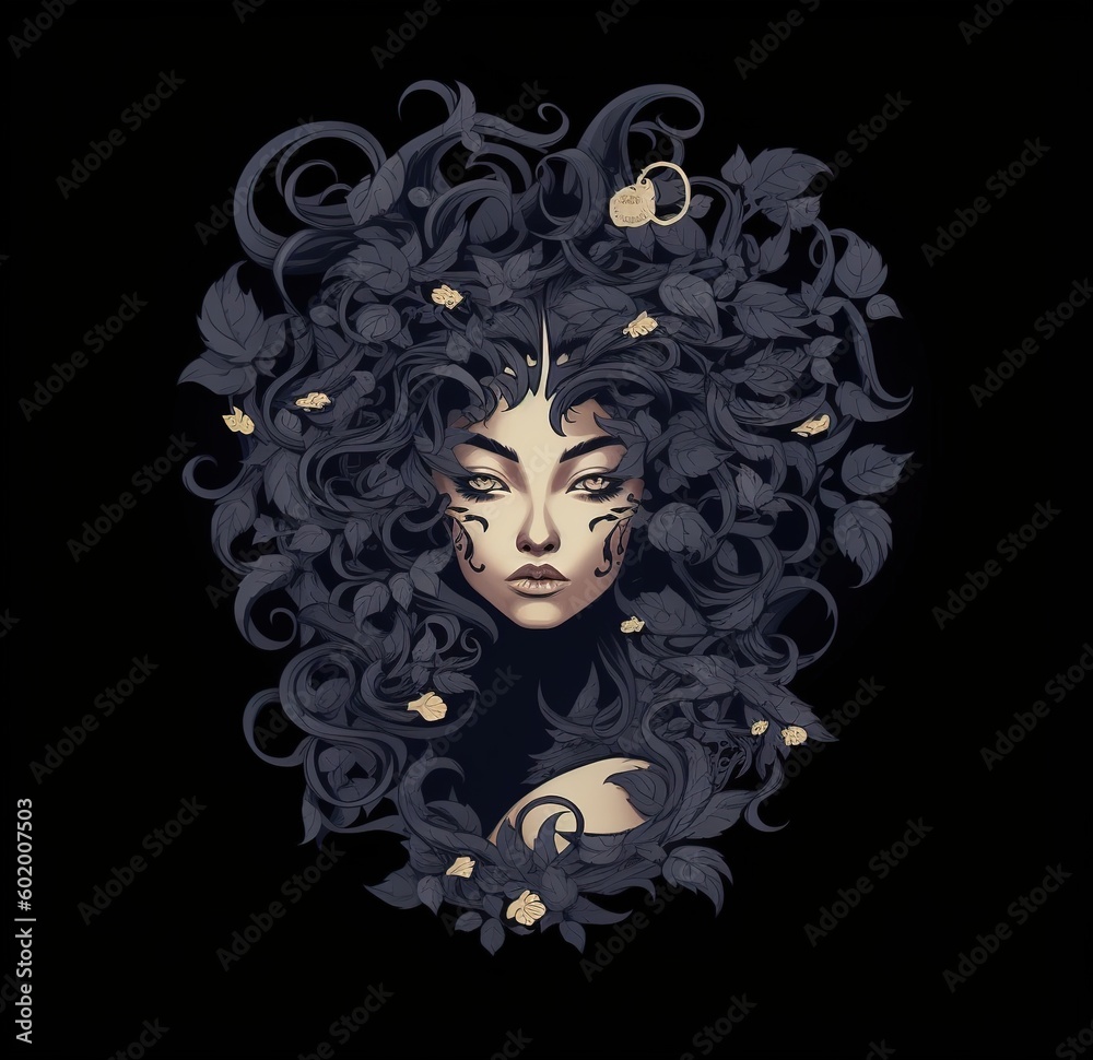 Illustration of woman face, generative ai Illustration of woman face, generative ai