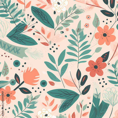 Simple Floral Pattern Of Tropical Plant Illustration