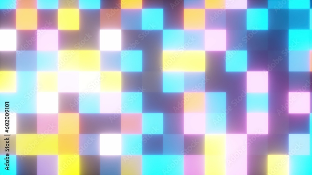 Abstract colorful squares. Computer generated 3d render
