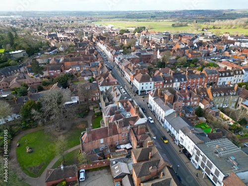 Warwick town centre Warwickshire UK Drone, Aerial,