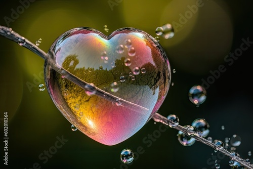 Love heart of bubbles. Generative AI.