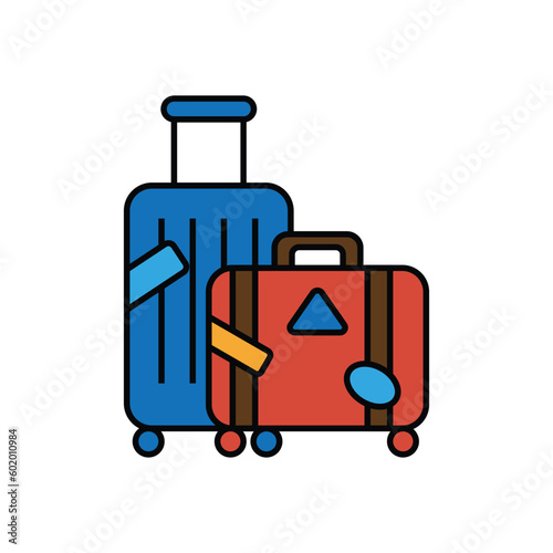 Set of two suitcases. Family suitcases. Travel retro suitcases on white background. Vector