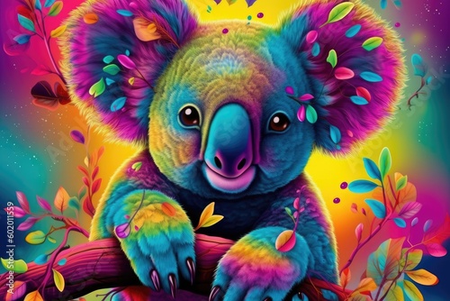 The colorful art of Koala bear. Generative AI.