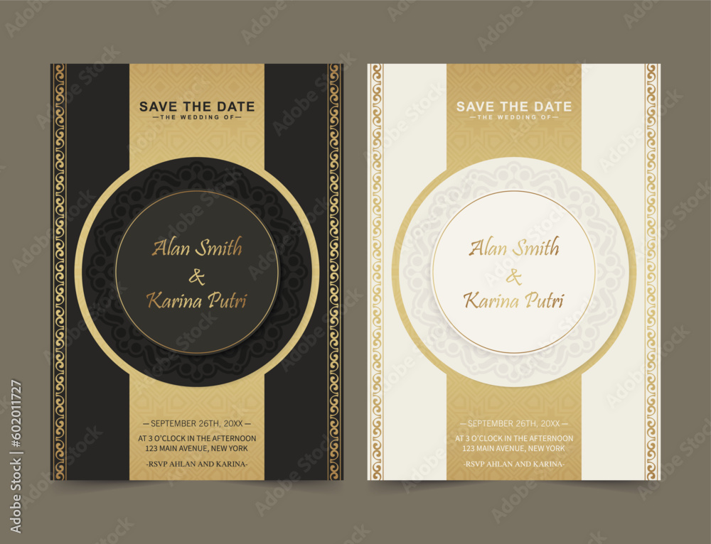 Elegant wedding invitation with pattern motif - obrazy, fototapety, plakaty 