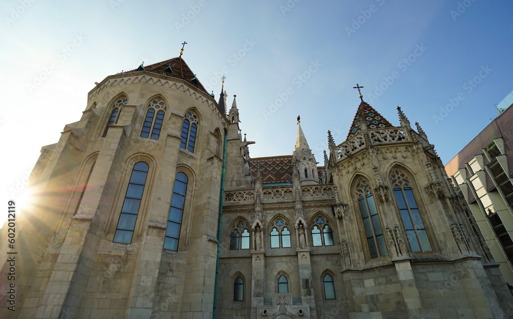 Beautiful architecture of a Matthias church in the Old Town, Budapest.