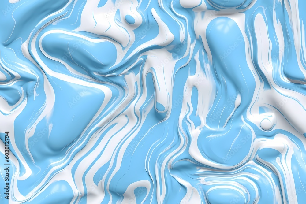 Obraz premium Seamless Pattern. Liquid pastel wavy melted plastic texture. Wrinkle silicone sheet. Wrinkle background. Notches of rubber sheet. Art illustration. Generative Ai.