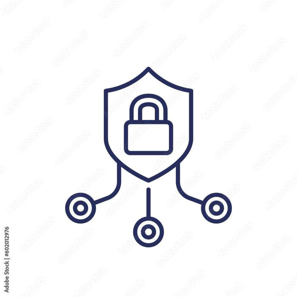 cyber security line icon, vector cyber security line icon, vector