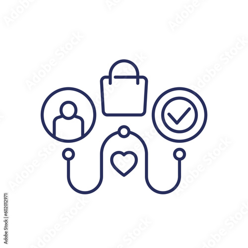 Customer journey line icon, vector