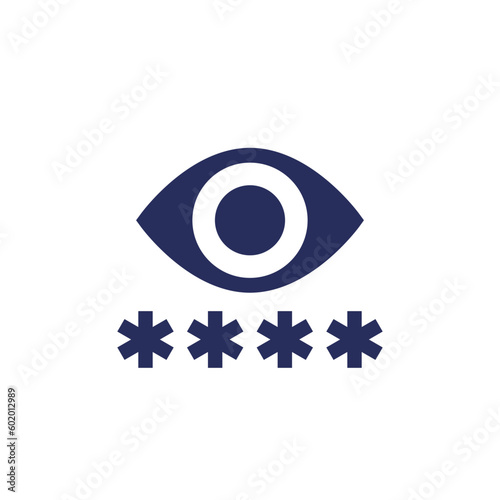 Parental control icon with a password and eye, vector pictogram