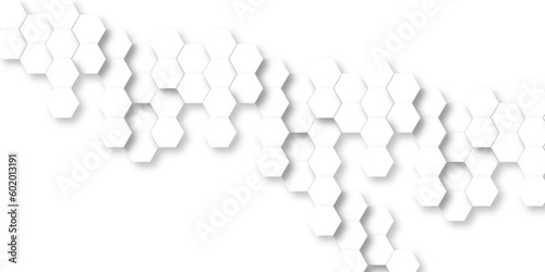 Fototapeta Naklejka Na Ścianę i Meble -   3d Embossed Hexagon honeycomb white Background with geometric hexagon shapes. Hexagonal structure futuristic white background and Embossed Hexagon , honeycomb white Background ,light shadow ,Vector.
