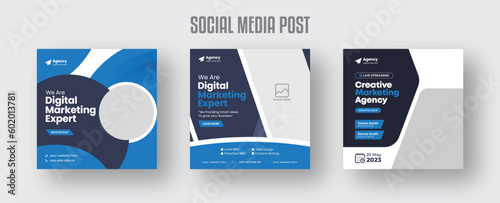 Marketing agency web banner posts or square Facebook Instagram template