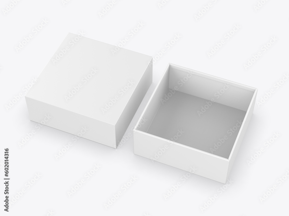 Blank paper lid box template mockup, 3d render illustration. Blank paper lid box template mockup, 3d render illustration.