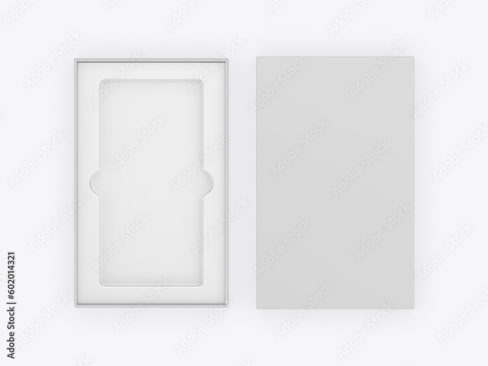 Blank cell phone or mobile packaging paper box, 3d render illustration. Blank cell phone or mobile packaging paper box, 3d render illustration.