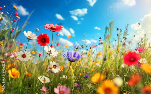 Illustration of a flower meadow in spring