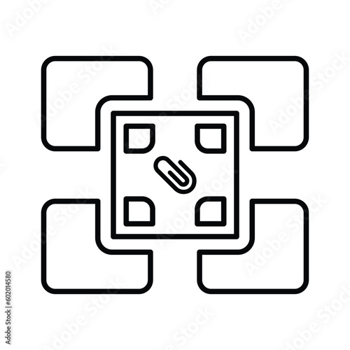 Add, attach sign icon. Line, outline symbol.