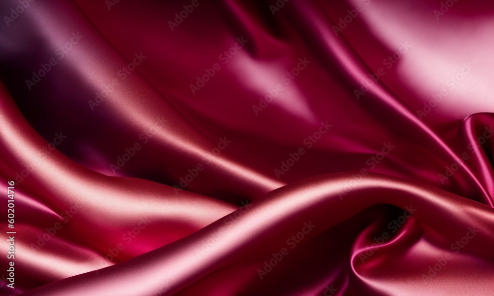 silk satin. Beautiful soft folds. Shiny fabric.Dark luxury background with space for design. Christmas, Birthday, Valentine day, Valentine. Festive concept. Table top view (Generative AI) - obrazy, fototapety, plakaty 
