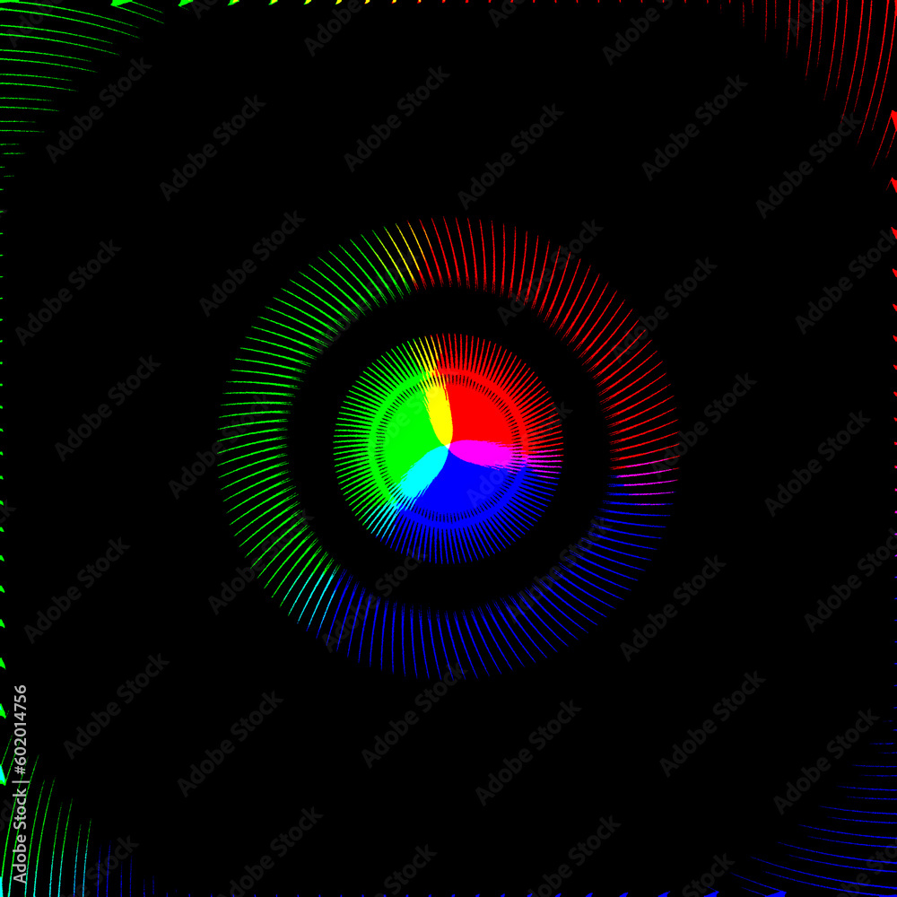 Multi colored spiral on black background. Illustration. Multi colored spiral on black background. Illustration.