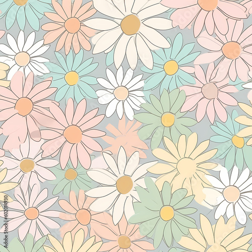 Daisy Flowers Pattern Wallpaper  Generative AI