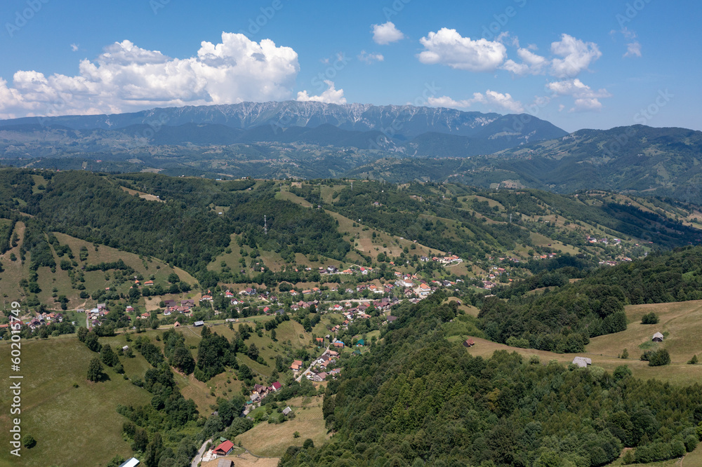 The carpathian landscape at Bran in Romania
