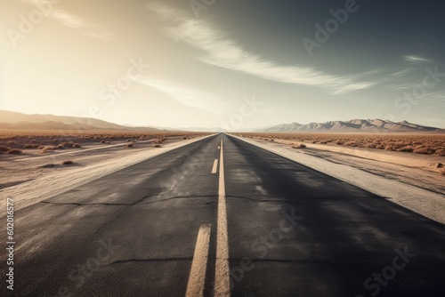 Empty car road desert. Generate Ai