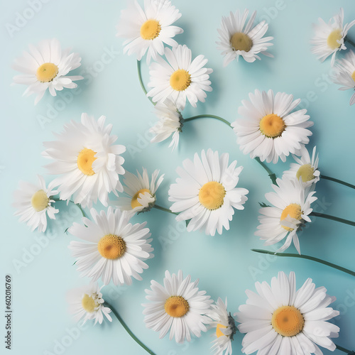 Daisies Flowers Background. Generative AI © imazydreams
