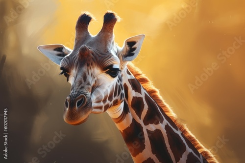 Giraffe savannah closeup. Generate Ai photo