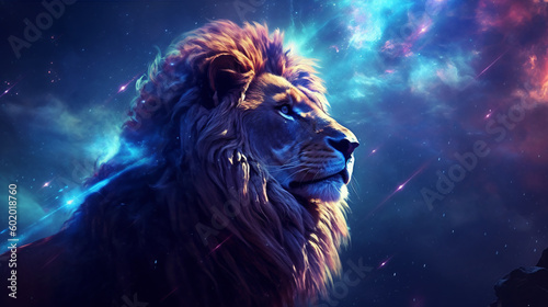 Leo Zodiac sign depicted as a majestic lion Generative ai