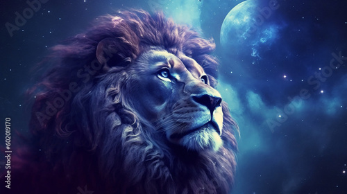 Leo Zodiac sign depicted as a majestic lion Generative ai