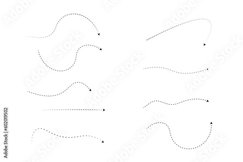 Set of dashed line arrows