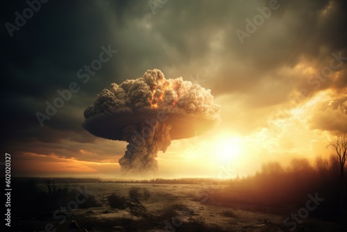 Fotografia Nuclear explosion dramatic. Generate Ai