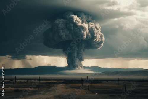 Nuclear explosion dramatic smoke. Generate Ai