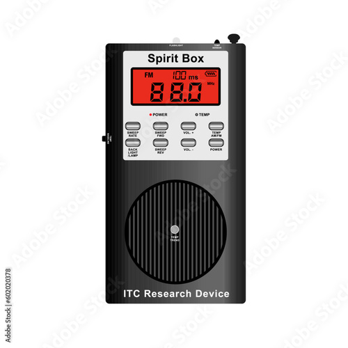The Spirit Box ghost hunting device vector. Occult mystery ghost hunters equipment in vector.