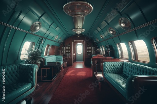 Old plane interior. Generate Ai