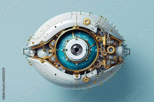 Fotografia illustration of a technological eye, close up, future concept, generative ai