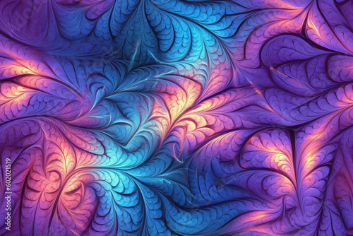 Fractal art, light, cool colors,. AI generative