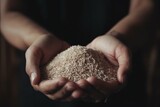Rice hands grains. Generate Ai