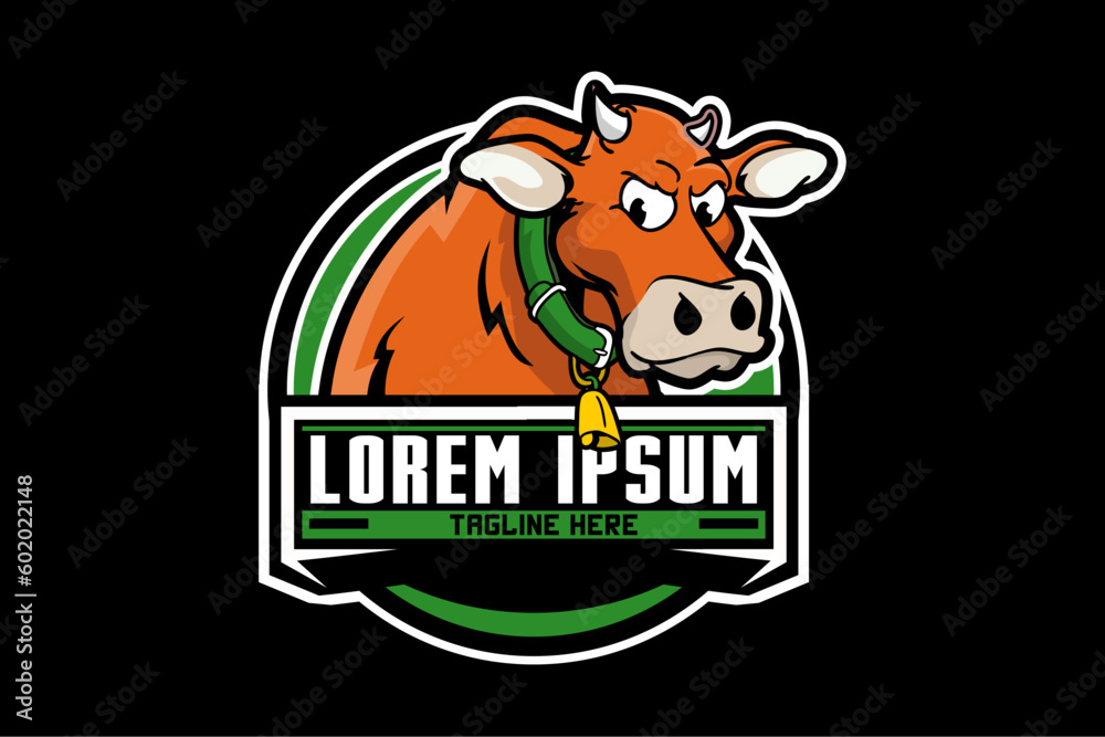 Funny Cow cartoon character vector badge logo template Funny Cow cartoon character vector badge logo template