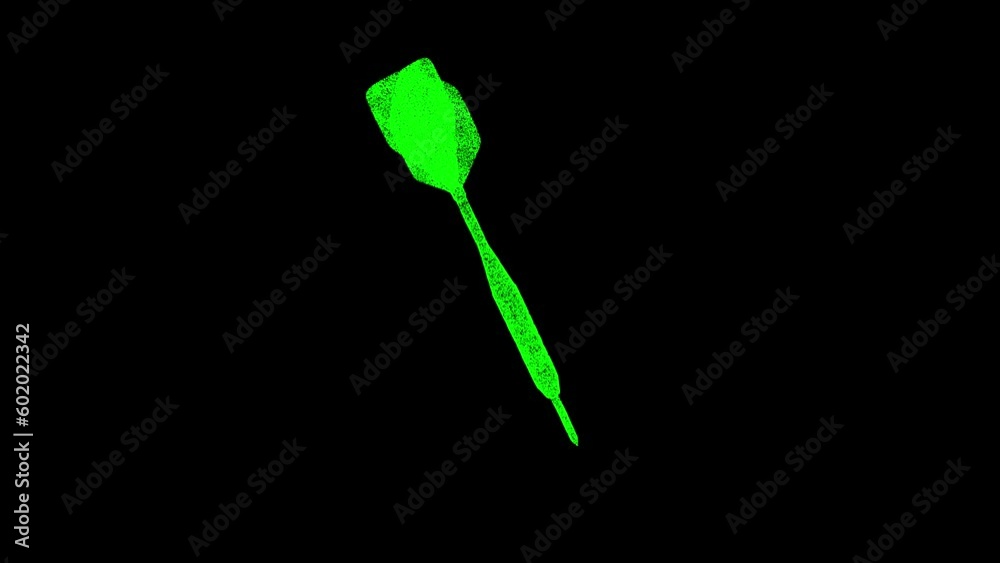 3D darts dart rotates on black background. Object made of shimmering particles. Sport equipment concept. For title, text, presentation. 3d animation 60 FPS 3D darts dart rotates on black background. Object made of shimmering particles. Sport equipment concept. For title, text, presentation. 3d animation 60 FPS