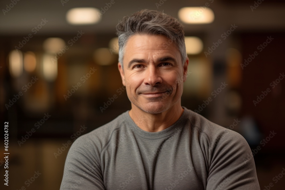 Portrait of a handsome middle-aged man with grey hair smiling at the camera Portrait of a handsome middle-aged man with grey hair smiling at the camera