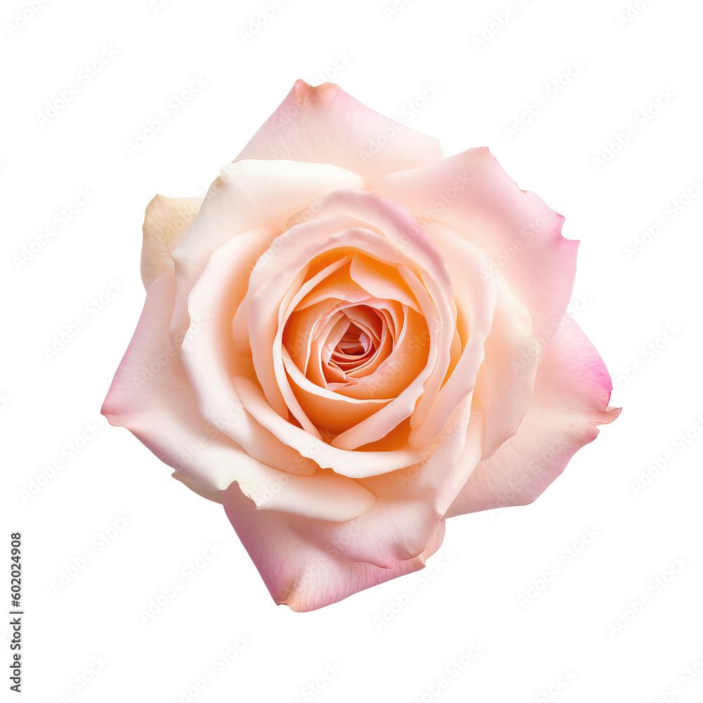 Isolated delicate pink rose , isolated on transparent background cutout, Generative AI - obrazy, fototapety, plakaty 
