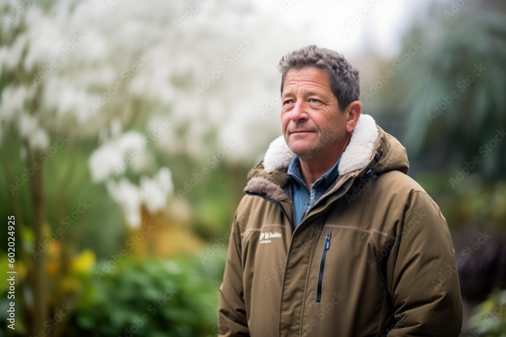 Portrait of a senior man standing in his garden smiling at the camera Portrait of a senior man standing in his garden smiling at the camera